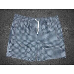 Elysian Supply Co Mens XXL Swim Trunks Blue Print Drawstring Pockets Board Short